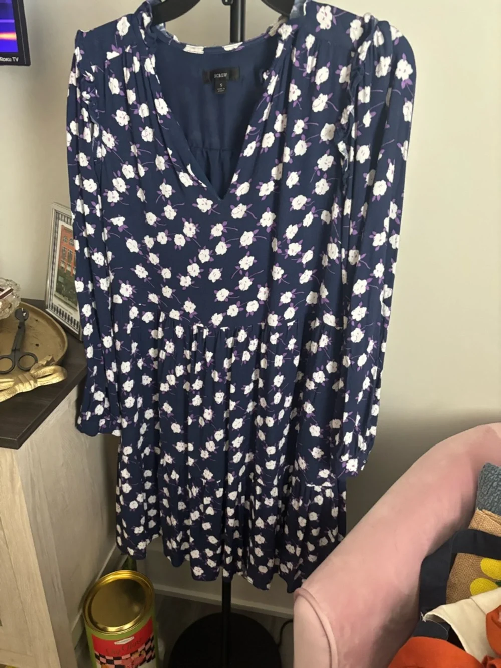 J. Crew Mini Dress- Tiered, Blue Floral